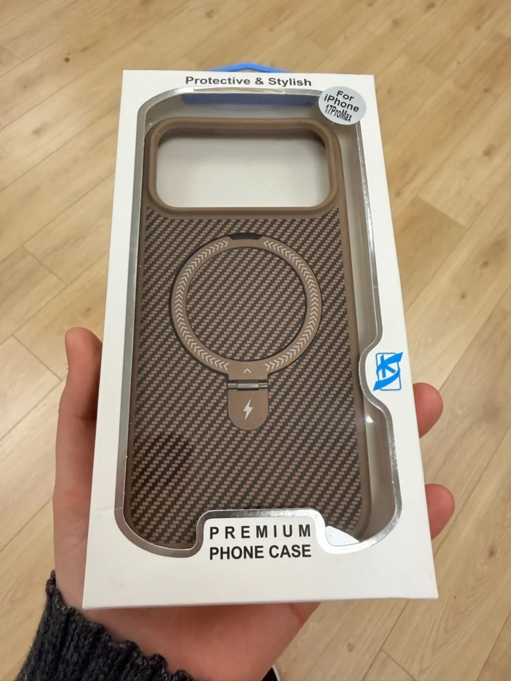 Brown Carbon-Texture Phone Case for iPhone 17 Pro Max